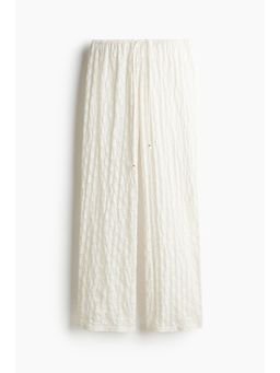 H&M - Women White Lace-Look Drawstring Trousers