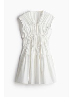 H&M - Women White Drawstring-Detail Poplin Dress
