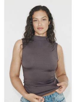 H&M - Women Grey Microfibre High Neck Top