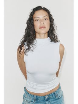 H&M - Women White Microfibre High Neck Top