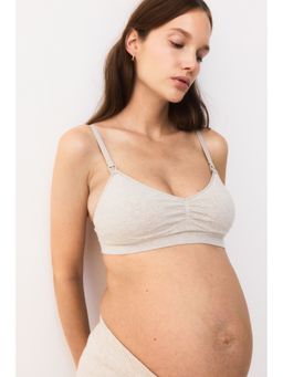 H&M - Women Beige Mama Seamless Padded Cotton-Blend Nursing Bra
