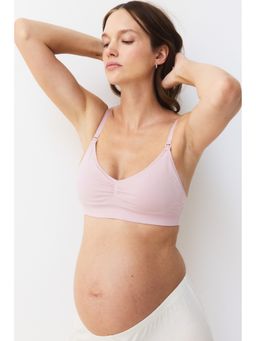 H&M - Women Pink Mama Seamless Padded Cotton-Blend Nursing Bra