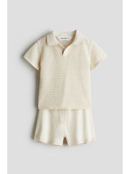H&M - Boys Beige 2-Piece Cotton-Knit Set