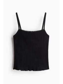 H&M - Women Black Lace-Trimmed Strappy Top