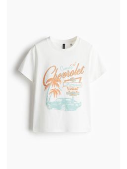 H&M - Women White Printed Cotton T-Shirt