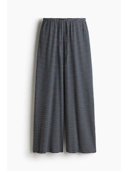 H&M - Women Navy Blue Ribbed Drawstring Trousers