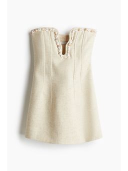 H&M - Women Beige Seashell-Detail Plunge Dress