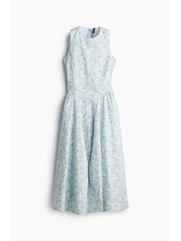 H&M - Women Blue Open-Back Cotton Poplin Dress