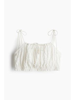 H&M - Women White Tie-Top Lace-Look Crop Top
