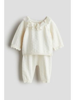 H&M - Girls White 2-Piece Pointelle-Knit