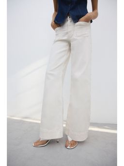 H&M - Women White Wide High Waist Jeans