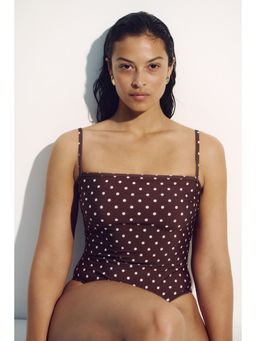 H&M - Women Brown Padded-Cup High Leg Swimsuit