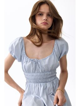 H&M - Women Blue Smocked-Waist Dress