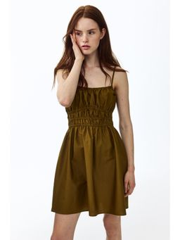 H&M - Women Green Tie-Strap Cotton Dress
