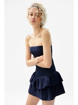 H&M - Women Blue Smocked Tiered Dress