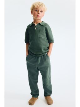 H&M - Boys Green Linen-Blend Trouser