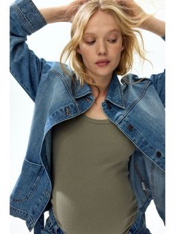 H&M - Women Green Mama Ribbed Vest Top