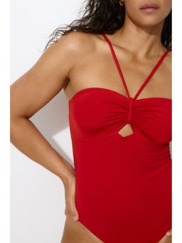 H&M - Women Red Padded-Cup Swimsuit