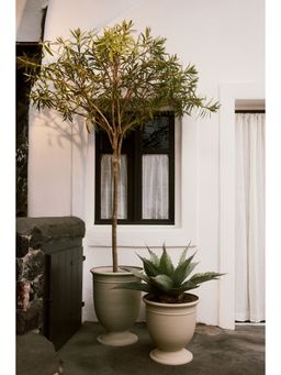 H&M - Beige Tall Metal Plant Pot