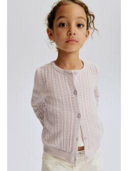 H&M - Girls Purple Pointelle-Knit Cotton Cardigan