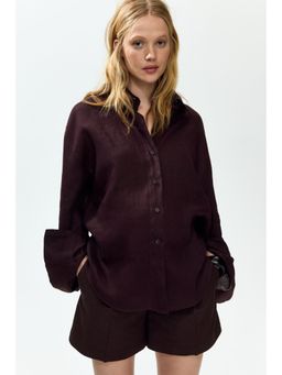 H&M - Women Brown MAMA Linen-Blend Shorts