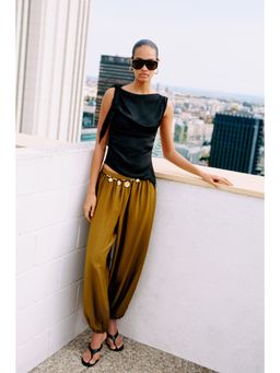 H&M - Women Black Asymmetric Tie-Detail Top