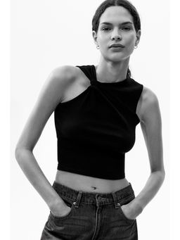 H&M - Women Black Link-Detail Cotton Top
