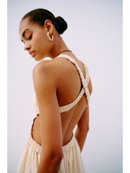 H&M - Women Beige Open-Back Maxi Dress