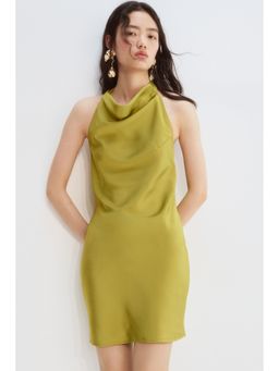 H&M - Women Green Satin Halterneck Dress