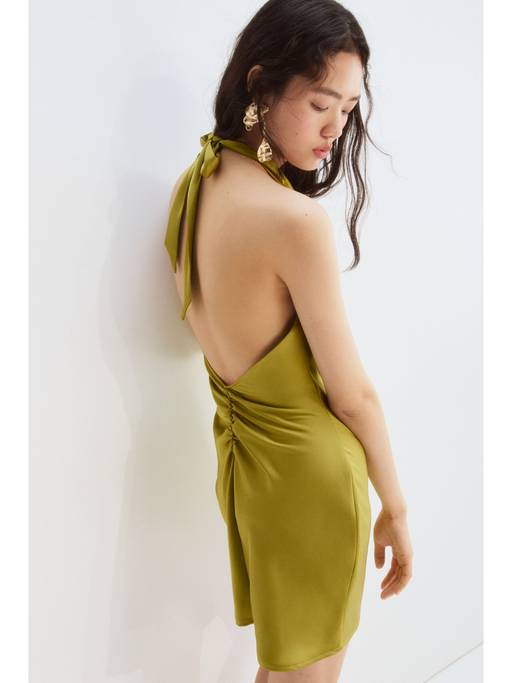 green satin dress h&m Buy Women Halterneck (XS) Online Mint green