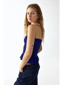 H&M - Women Blue Smocked Bandeau Top