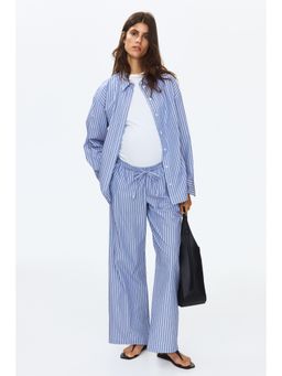H&M - Women Blue Mama Cotton Drawstring Trousers