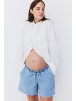 H&M - Women Blue Mama Denim Drawstring Shorts