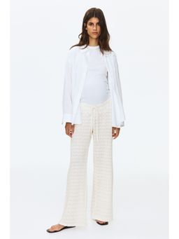 H&M - Women White MAMA Pointelle-Knit Drawstring Trousers