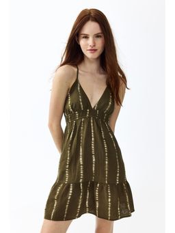 H&M - Women Green Open-Back Muslin Dress