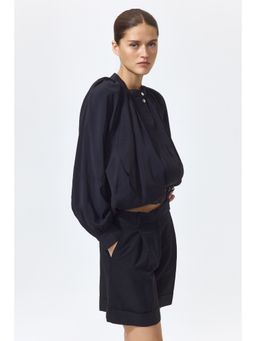 H&M - Women Black Tailored Linen-Blend Shorts