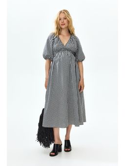 H&M - Women Black MAMA Balloon-Sleeved Midi Dress