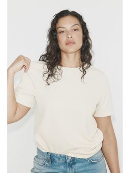 H&M - Women Beige Interlock T-Shirt