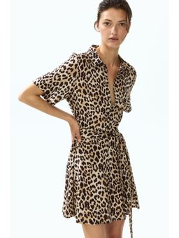 H&M - Women Multi-Color Tie-Belt Shirt Dress