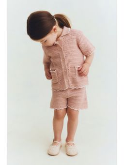 H&M - Girls Pink 2-Piece Crochet-Style Set