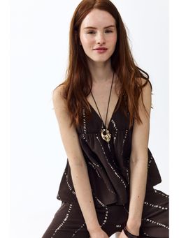 H&M - Women Brown Cotton halterneck top