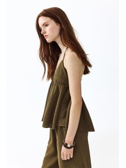 H&M - Women Green Cotton halterneck top