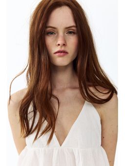 H&M - Women White Cotton halterneck top