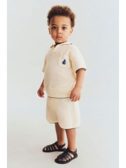 H&M - Boys Beige 2-Piece Hole-Knit Cotton Set