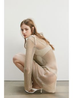 H&M - Women Beige Shimmery Flared-Skirt Dress