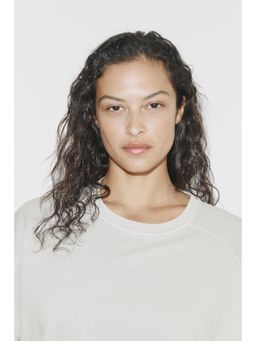 H&M - Women Grey Short-Sleeved Cotton Sweatshirt