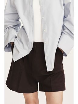 H&M - Women Brown Tailored Linen-Blend Shorts
