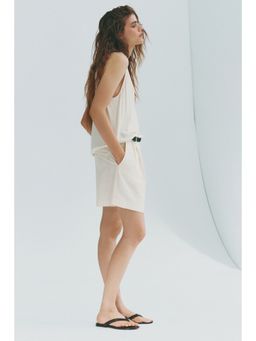 H&M - Women White Tailored Linen-Blend Shorts
