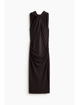 H&M - Women Brown Draped Jersey Dress