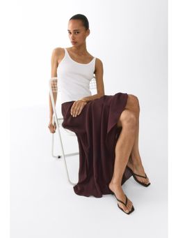 H&M - Women Brown Satin Maxi Skirt